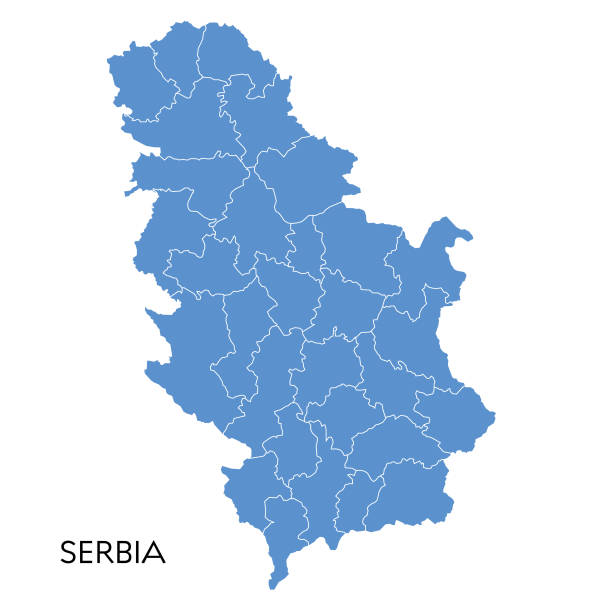karte für serbien - serbia stock-grafiken, -clipart, -cartoons und -symbole