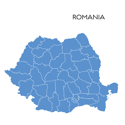 Vector illustration of the map of Romania