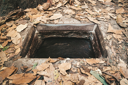 Cu chi tunnels history in Vietnam. Cu Chi tunnel built by vietnamese guerilla forces during Vietnam war, 60 km from Ho Chi Minh City,