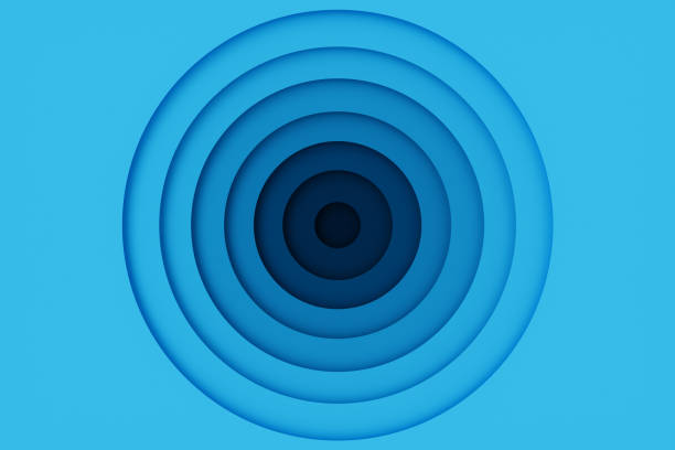 Abstract blue paper cut background, circle shape. Blue circles for your design layout, presentation, flyer, banner, poster, brochure. Typography layered curved origami, 3D rendering