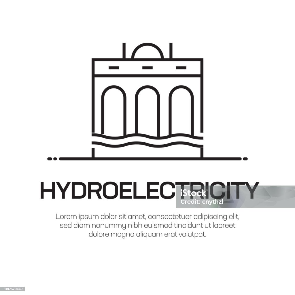 Hydroelectricity Vector Line Icon - Simple Thin Line Icon, Premium Quality Design Element Battery stock vector