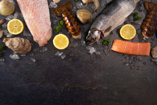 istock A Collage of Various Seafood Items From a Fishmonger or Fish Market 1147570570