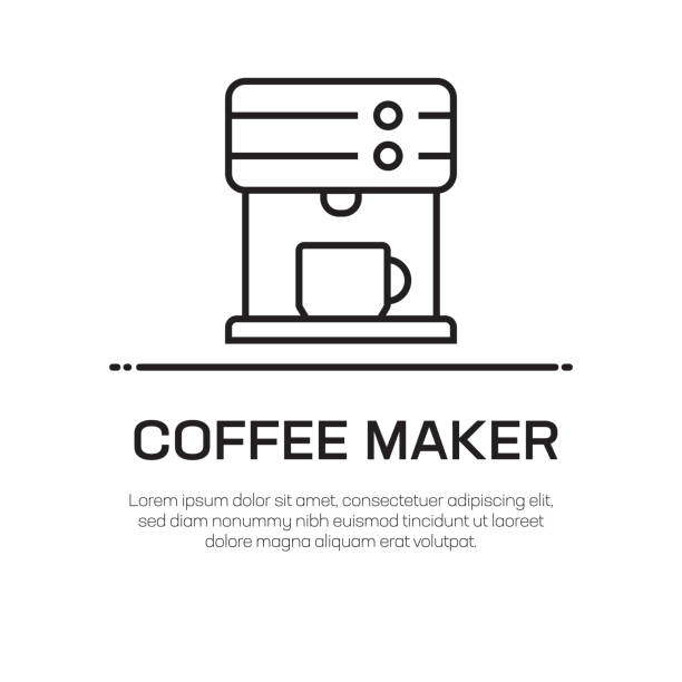 ikona linii wektorowej ekspresu do kawy - prosta cienka ikona linii, element projektowania premium - tea machine stock illustrations