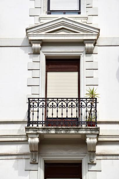 window and balcony on the building facade in Bilbao city, Spain
