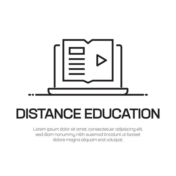Distance Education Vector Line Icon - Simple Thin Line Icon, Premium Quality Design Element Distance Education Vector Line Icon - Simple Thin Line Icon, Premium Quality Design Element youtube logo stock illustrations