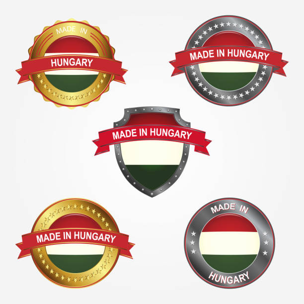 Design label of made in Hungary Design label of made in Hungary. Vector illustration eger stock illustrations