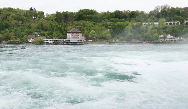 Photo of Rhine Falls landscape at cloudy day