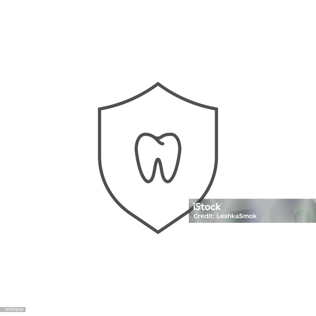Teeth Protection Icon. Teeth Protection Icon. Teeth Protection Related Vector Line Icon. Isolated on White Background. Editable Stroke. Anatomy stock vector