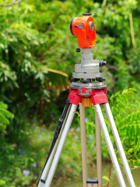 istock Theodolite with Surveyor 1147578082