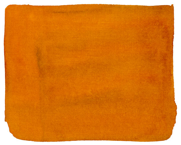 istock Hand drawn orange watercolor rectangle on white background 1147581459