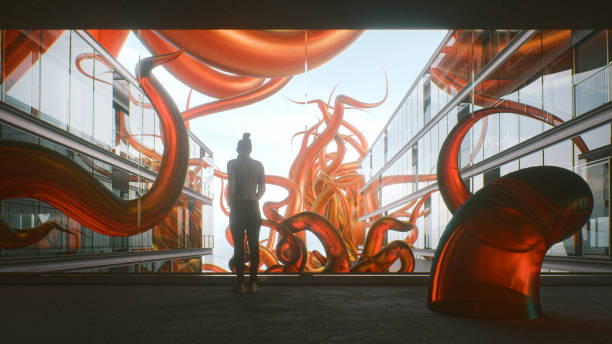 Abstract office woman with alien tentacles