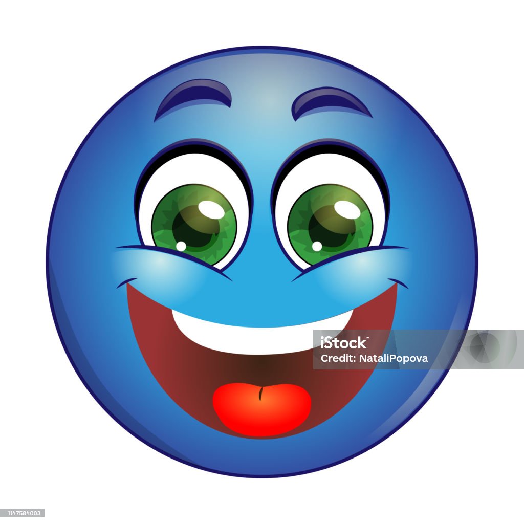 Biểu Tượng Cảm Xúc Màu Xanh Mỉm Cười Hình Minh Họa Vector Hình ...