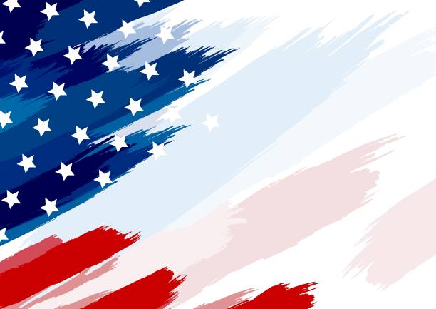 illustrazioni stock, clip art, cartoni animati e icone di tendenza di pennello bandiera usa o americana su illustrazione vettoriale di sfondo bianco - patriotism