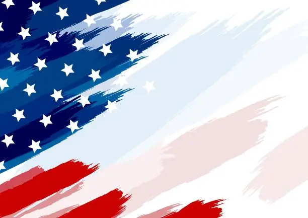 Vector illustration of USA or american flag paintbrush on white background vector illustration