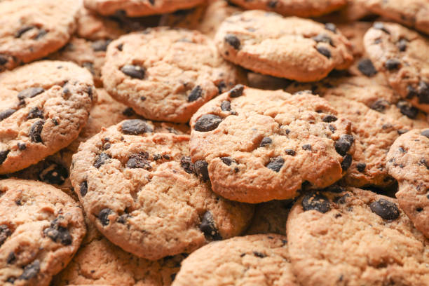 istock Tasty chocolate chip cookies as background 1147586600
