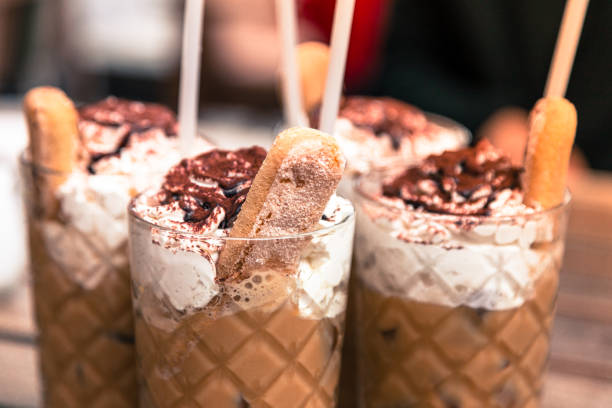 istock Glasses of Iced Coffee outdoors on Cafe table in Summer 1147591082
