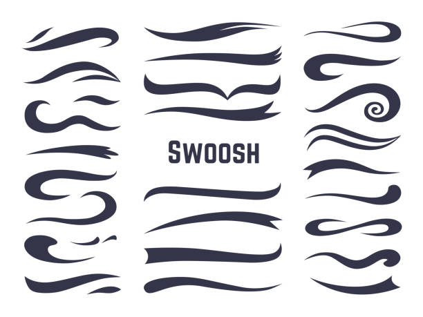 Swooshes and swashes. Underline swish tails for sport text logos, swirl calligraphic font line decoration element. Vector swash set Swooshes and swashes. Underline swish tails for sport text logos, swirl calligraphic font line decoration element. Vector swash style set underline illustrations stock illustrations
