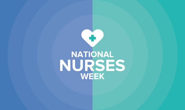 national nurses week. im mai wird in den usa jährlich gefeiert. zu ehren der ärzte. medizinisches konzept. pflege und gesundheit. poster, karte, banner und hintergrund. vektorabbildung - week stock-grafiken, -clipart, -cartoons und -symbole