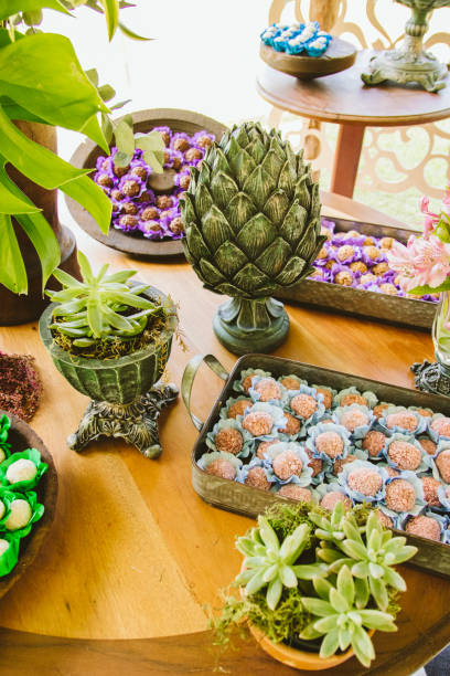 istock Wedding Setup. Sweet table with decoration and flowers 1147606266
