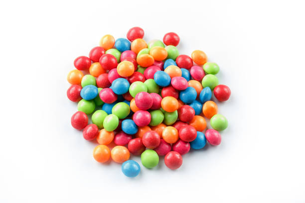 istock Rainbow-colored candies, multicolored close-up, texture and repetition of dragee 1147606299
