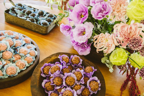 istock Wedding Setup. Sweet table with decoration and flowers 1147606617