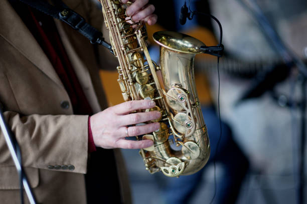 istock Saxophone in the hands of a musician 1147607797
