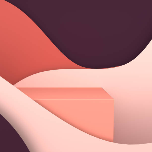istock 3d rendered scene with paper waves and podium. Platform for product presentation, mock up background. Abstract composition in modern paper art style 1147607987