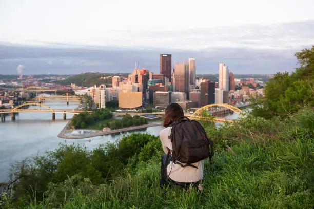 Photo of Man photographing Pittsburgh in Mount Washington