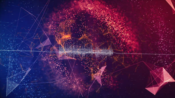 onda de audio, fondo abstracto de onda sonora - sistema de medición de volumen fotografías e imágenes de stock