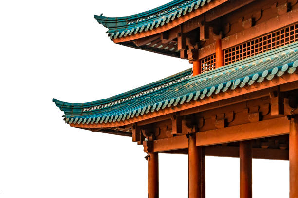 Chinese style pagoda photo isolated on white background