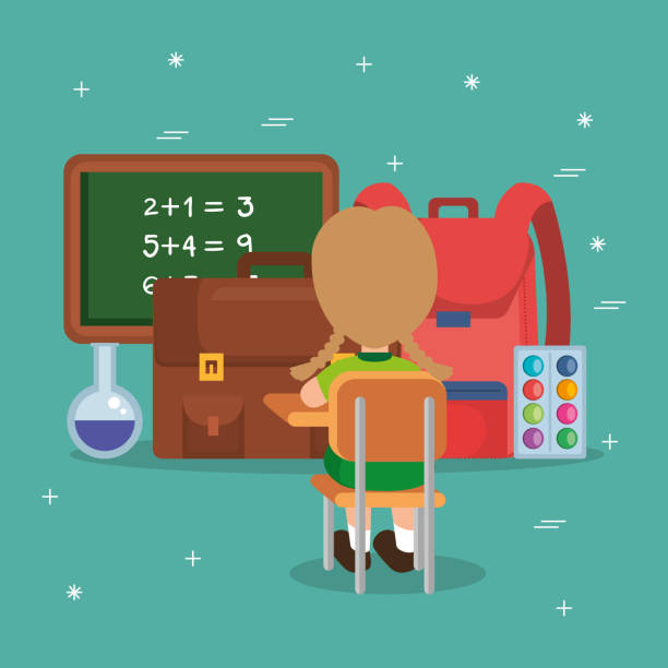 little boy with school supplies little boy with school supplies vector illustration design kindergarten portfolio stock illustrations