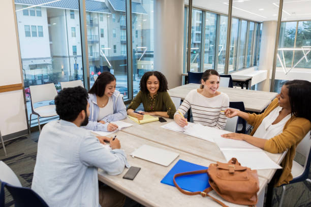 istock Diverse group of friends discuss science lecture 1147615951