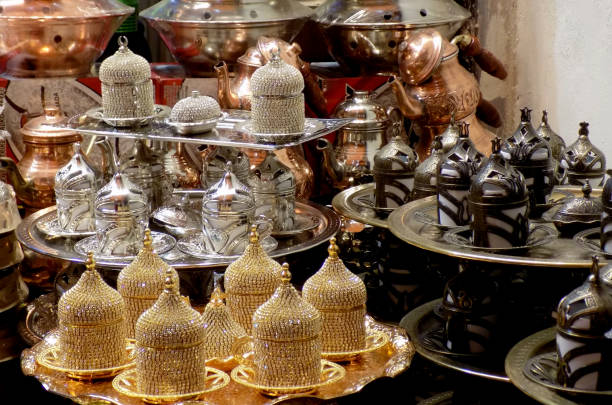 istock Oriental tea and coffee accessories on the bazaar 1147618593