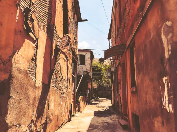 istock Old Tbilisi architecture, window and exterior decor in summer day. 1147618921