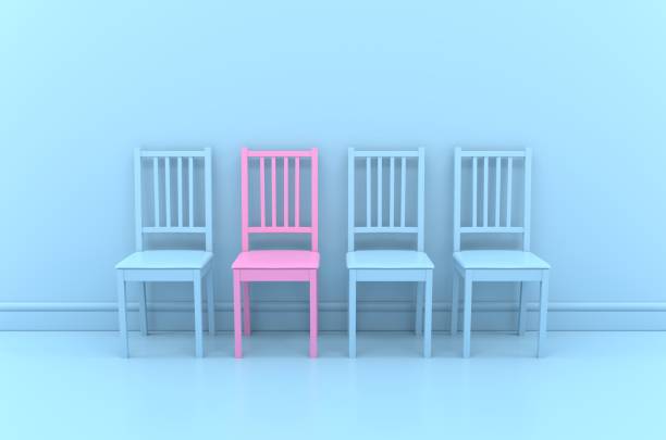 istock 3 Blue Chairs and 1 Pink Chair 1147619067