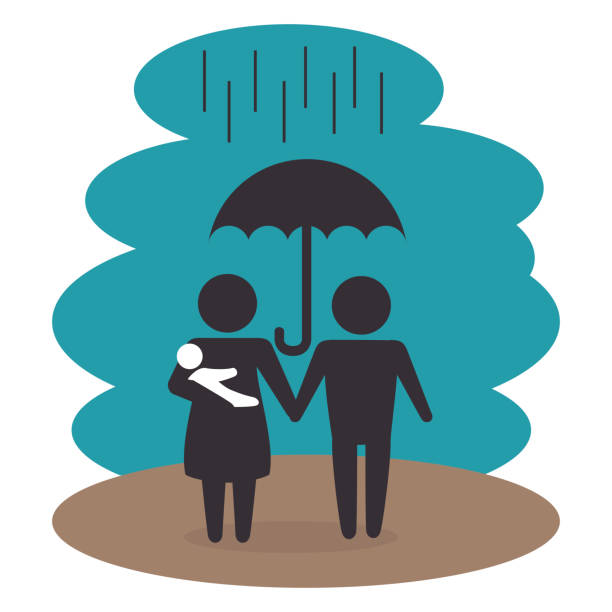 istock family members under the rain silhouette characters 1147619083