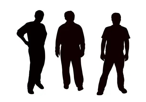 Vector illustration of Men together portrait, silhouette vector