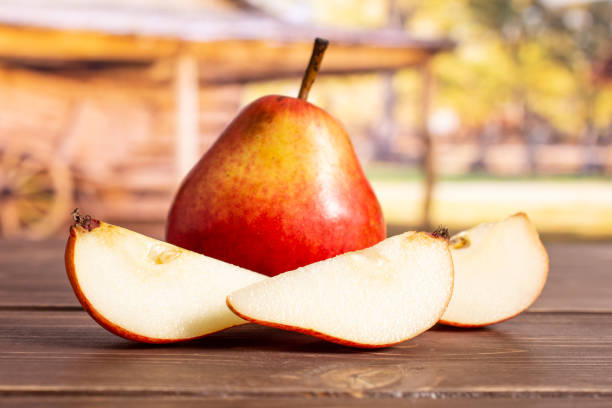 istock Fresh red pear with cart 1147622478