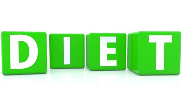 istock Diet concept on green cubes 1147626735