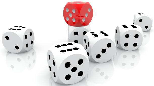 istock Composition of dices in white and red colors 1147627174