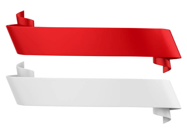 Red and White Ribbon Banners Isolated