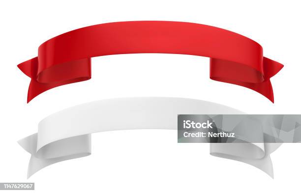 Red And White Ribbon Banners Isolated Stock Photo - Download Image Now -  Award Ribbon, Ribbon - Sewing Item, Banner - Sign - iStock