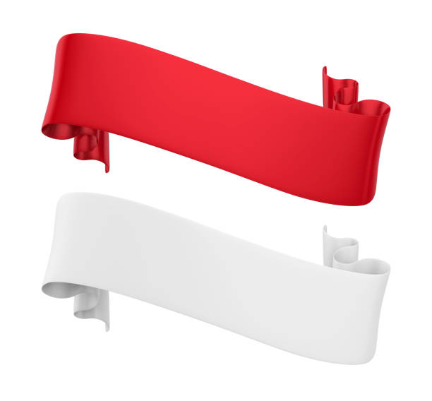 istock Red and White Ribbon Banners Isolated 1147629081