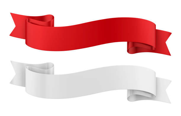 istock Red and White Ribbon Banners Isolated 1147629099