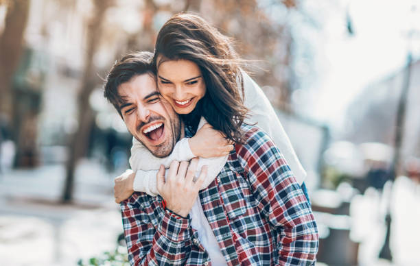 istock Affectionate young couple in the city 1147632851