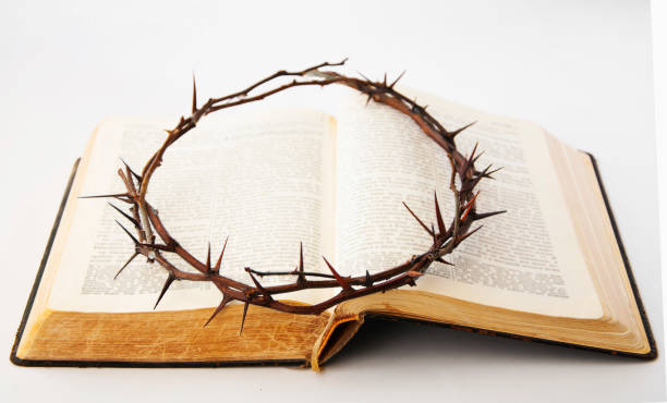 istock Crown of thorns on the bible (religion, Christianity, faith concept) 1147635990