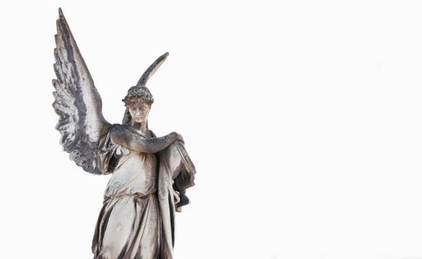 istock Old stone angel isolated on a white background. (religion, Christianity, faith concept) 1147636124