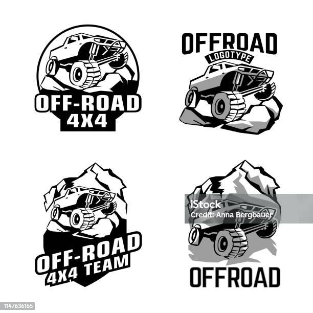 Offroad Club Logos Set Stock Illustration - Download Image Now - 4x4, Off-Road Racing, Dirt Road