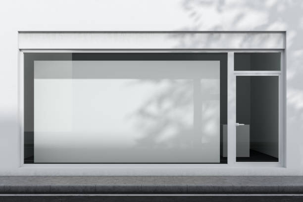 istock Exterior of white office with poster 1147637191