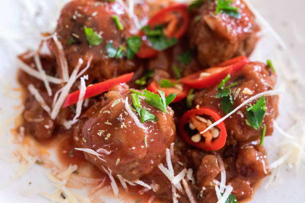 istock Fresh made meatballs with tomato sauce 1147641105